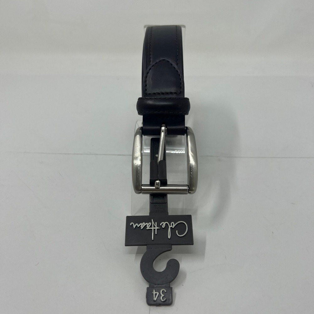 Cole Haan Beacon Belt Men's 34 Dark Brown Leather Nickel Buckle‎